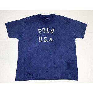 Vintage Polo USA T-Shirt Ralph Lauren Sport Blue XL Single Stitch
